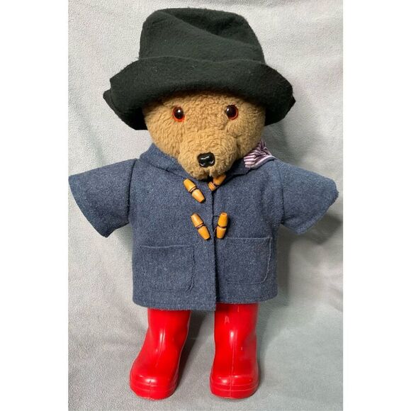VINTAGE PADDINGTON‎ TEDDY BEAR PLUSH 17” BLUE COAT RED BOOTS GREAT BRITAIN - Picture 1 of 14